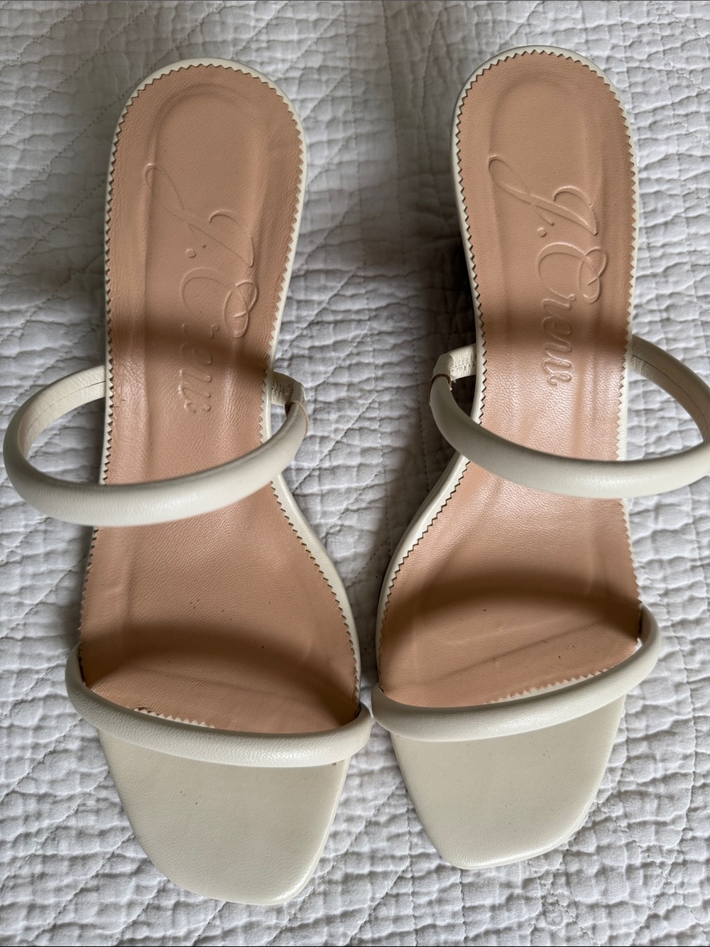 J. Crew Cream Double-Strap Slide Heels